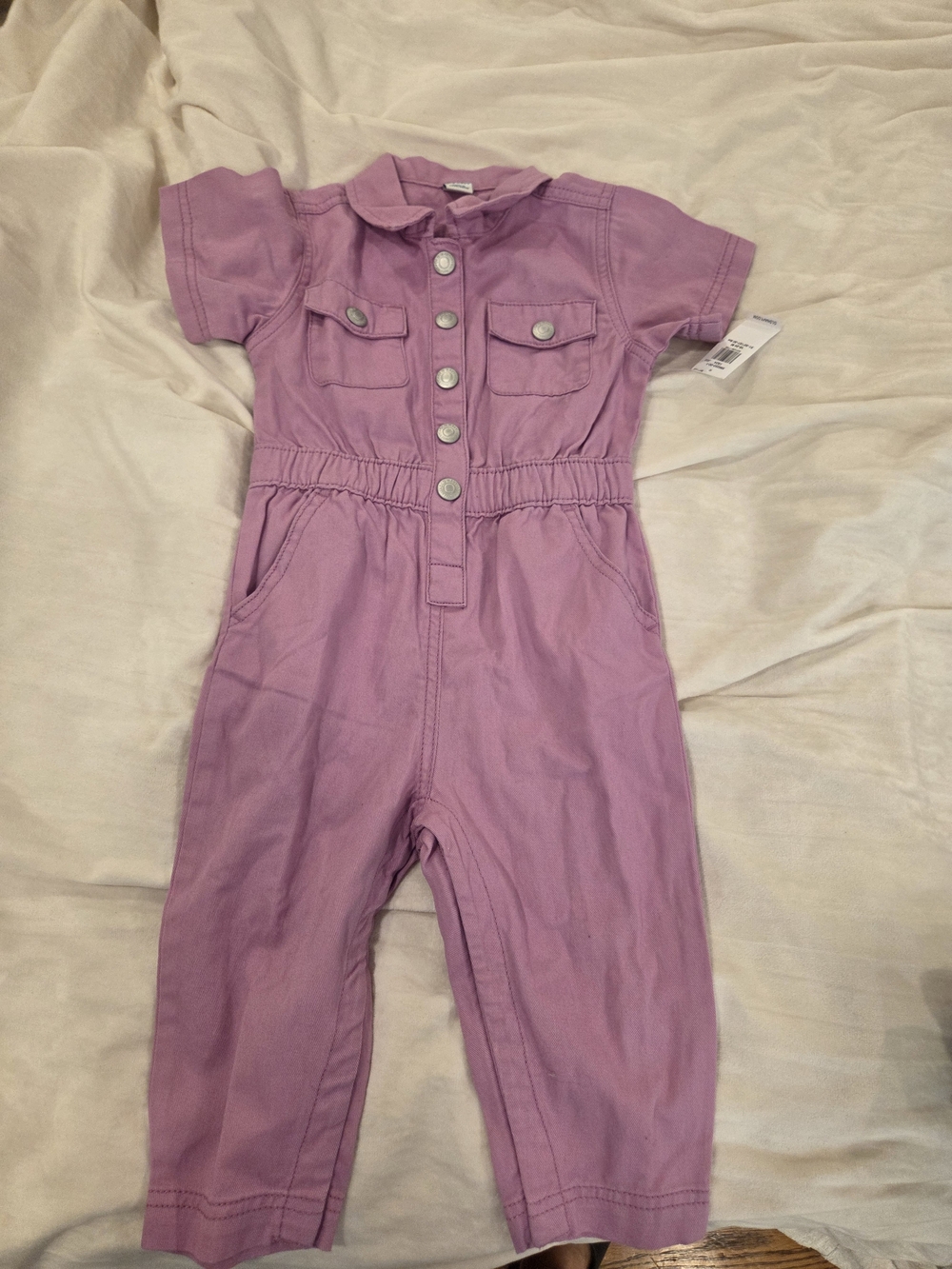 Old Navy Lilac Short-Sleeve Utility Jumpsuit for Kids